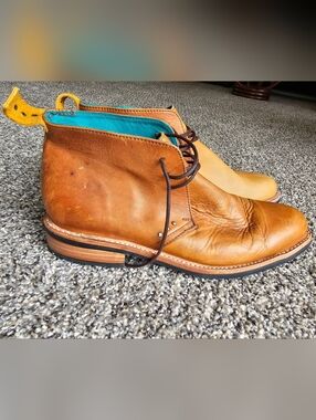 Speedbump Chukka // Tan (US:11)- PskaufmaChukka Boots with Turquoise Lining